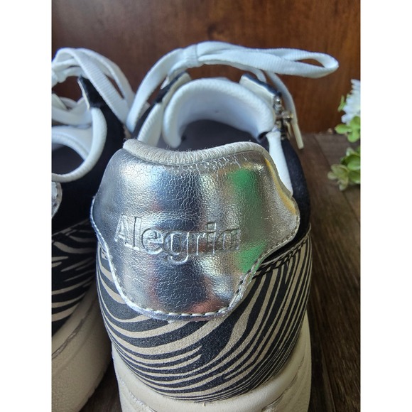Alegria Womens Platform‎ Sneakers Averie White Zebra Print Zip Up Size 8 38.5 - Picture 5 of 11